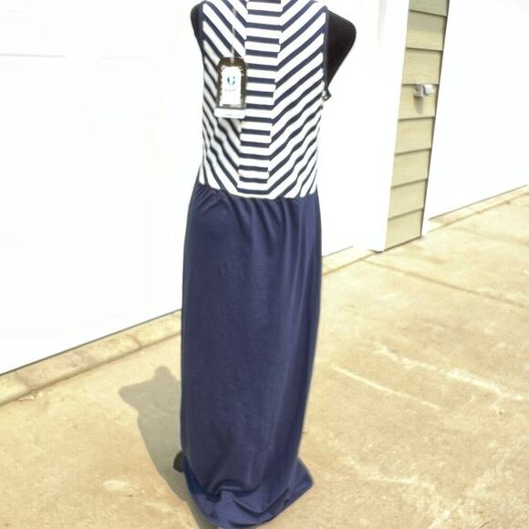 Toad & CO long dress, navy with white stripes, tank style, women's size S - Picture 5 of 8